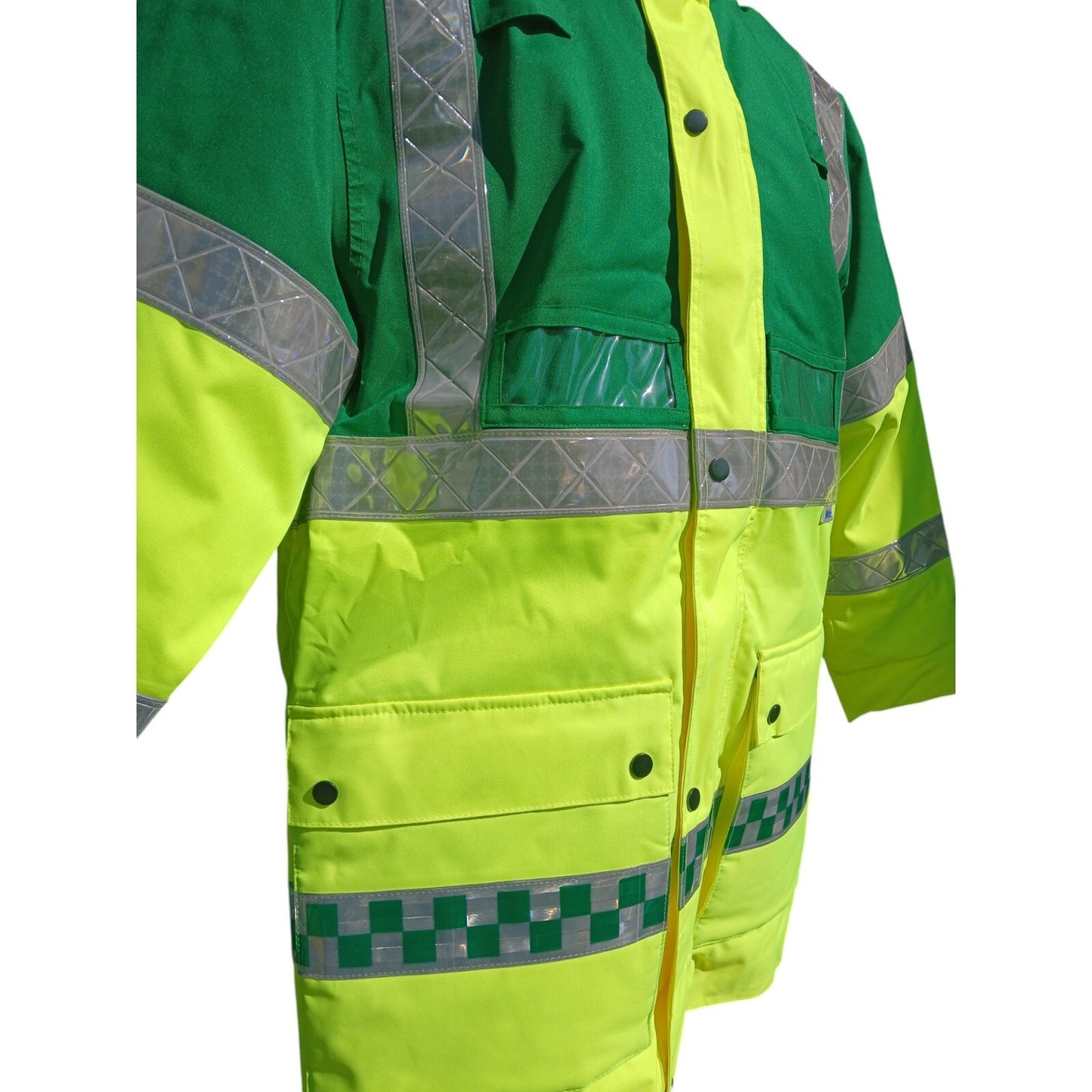 St Johns Ambulance 3/4 Length Jacket Hi Vis Viz Lined Size Medium Green Yellow