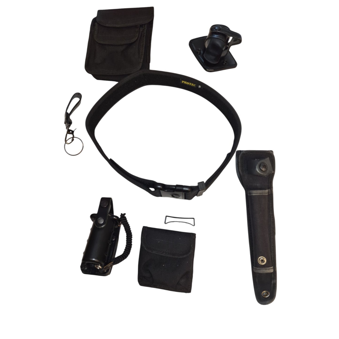 Protec Duty Belt 6 Pouches Attachments Black Security Webbing Utility Small