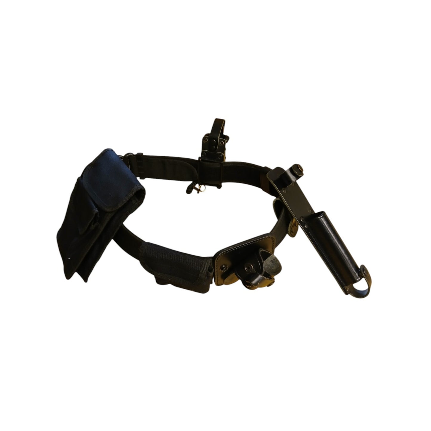 Protec Police Duty Belt With 6 Pouches Attachments Black Security Webbing (I)