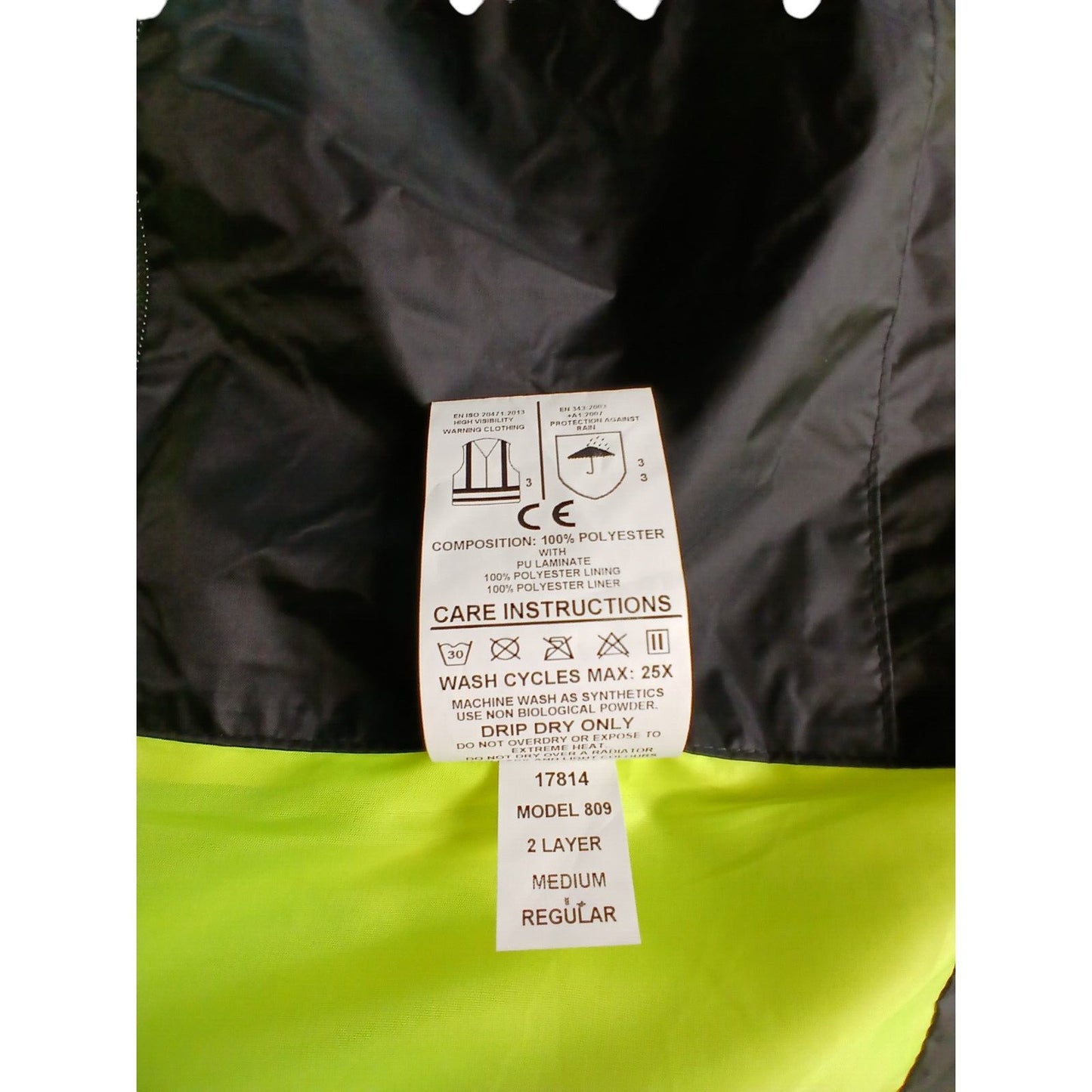 Hi Viz Jacket 3/4 Length Yaffy Waterproof Hi Vis Security Police Klickfast