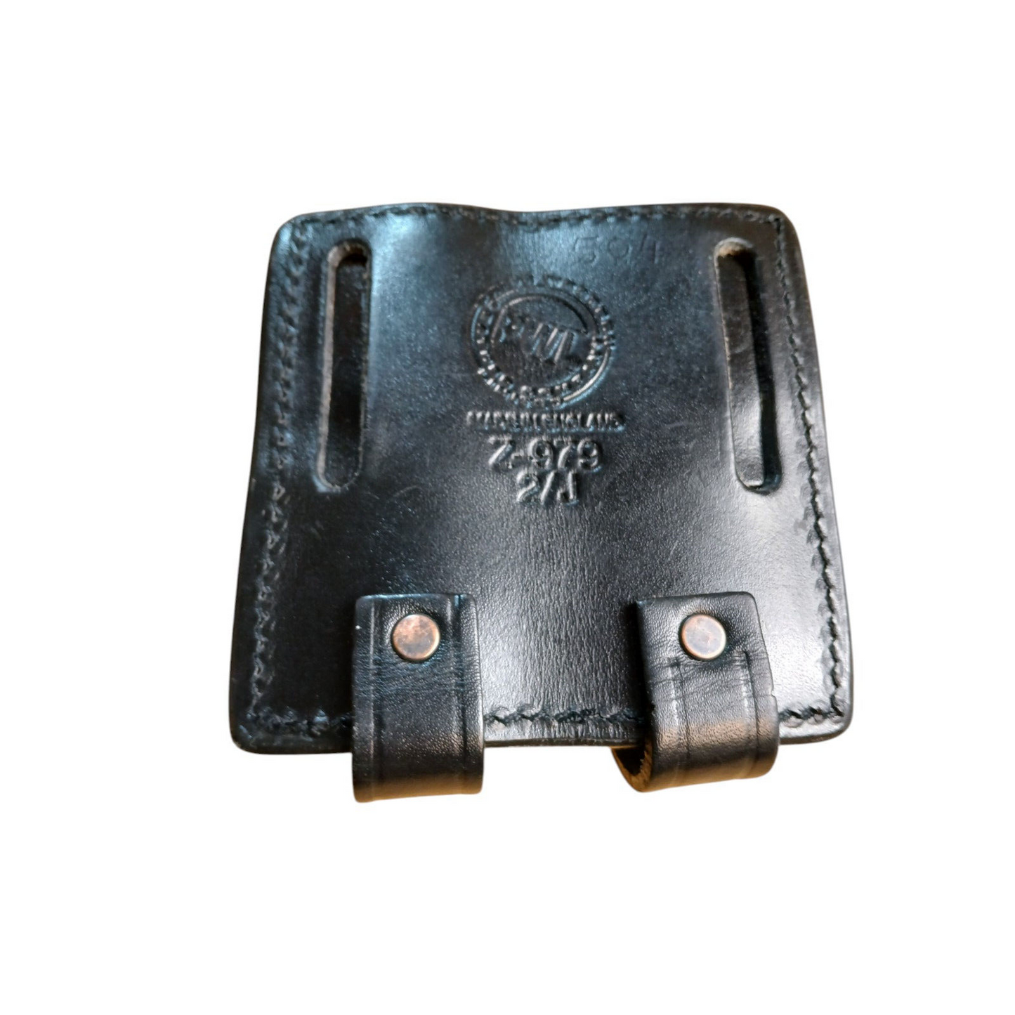 PWL Leather Pouch Belt Loop Holder Utility Black Ex Police Security Webbing