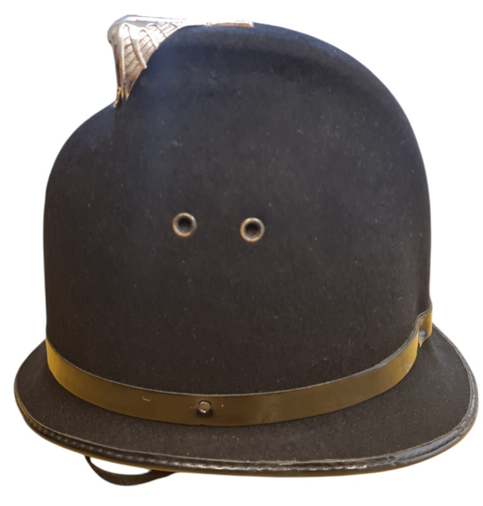 Police Helmet Coxcomb Custodian Black Band Bobby Collector TV Film A Grade