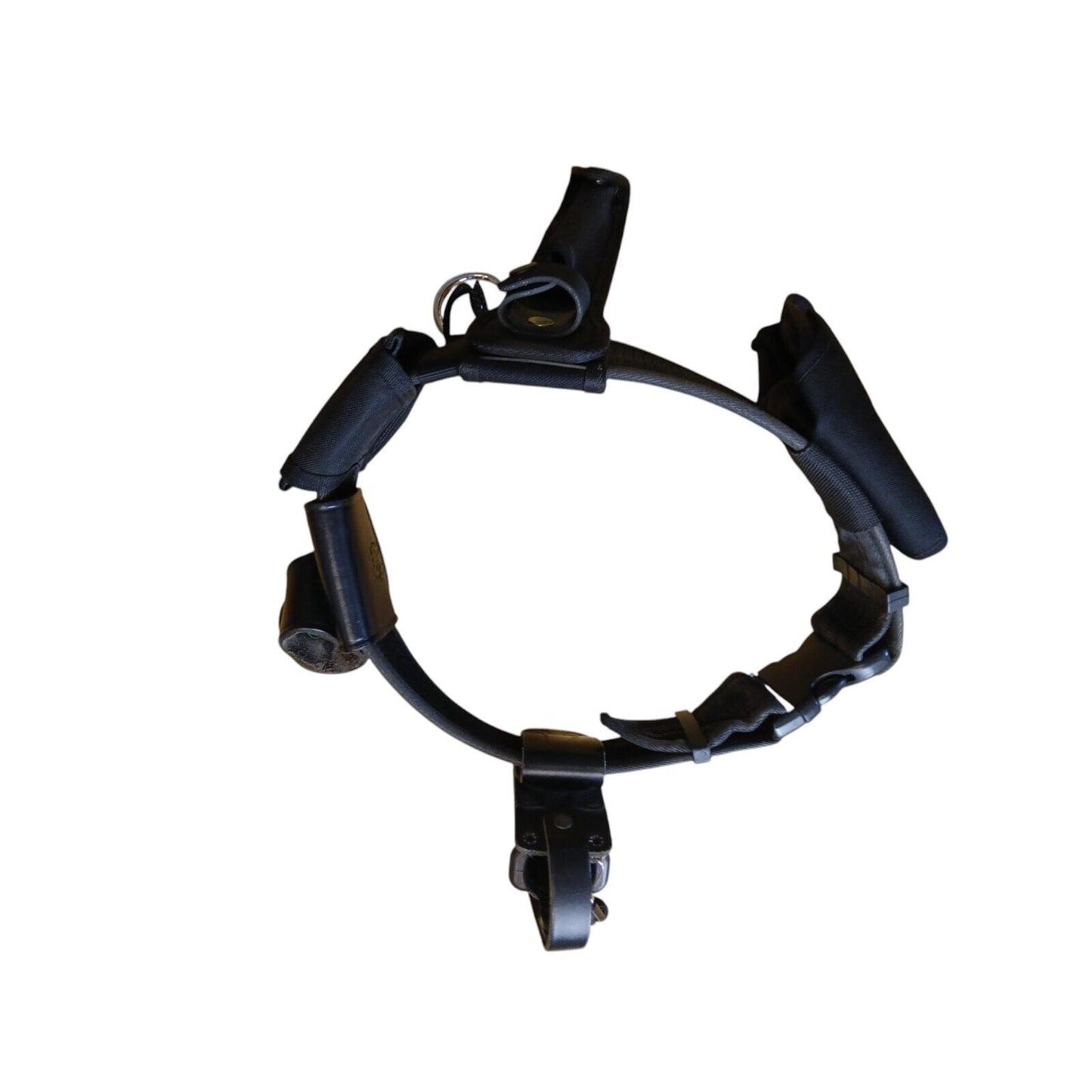 Police Duty Belt With 6 Pouches Attachments Black Nylon Security Webbing (C)