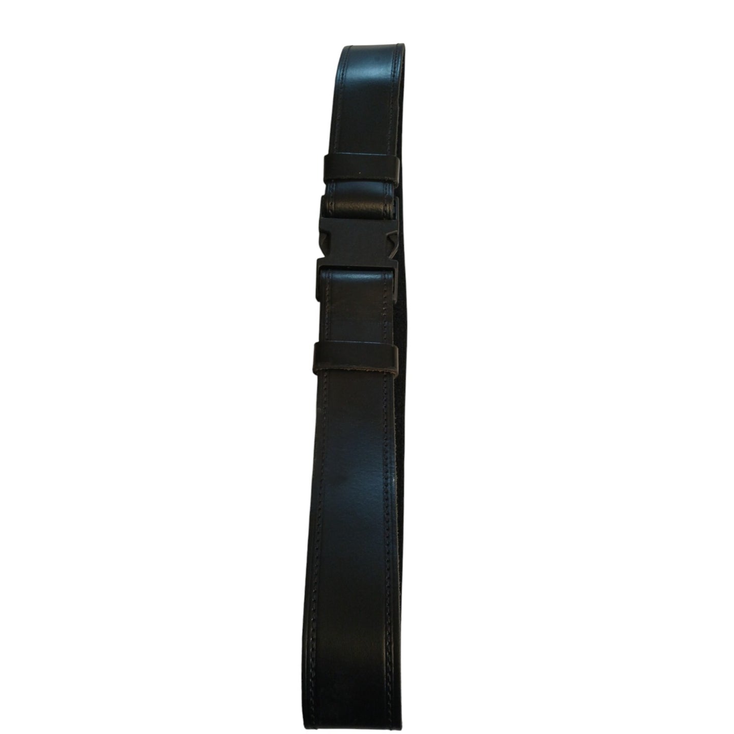 Black Leather Duty Belt Hook & Loop Side Release Buckle 50mm Heavy Utility Riot