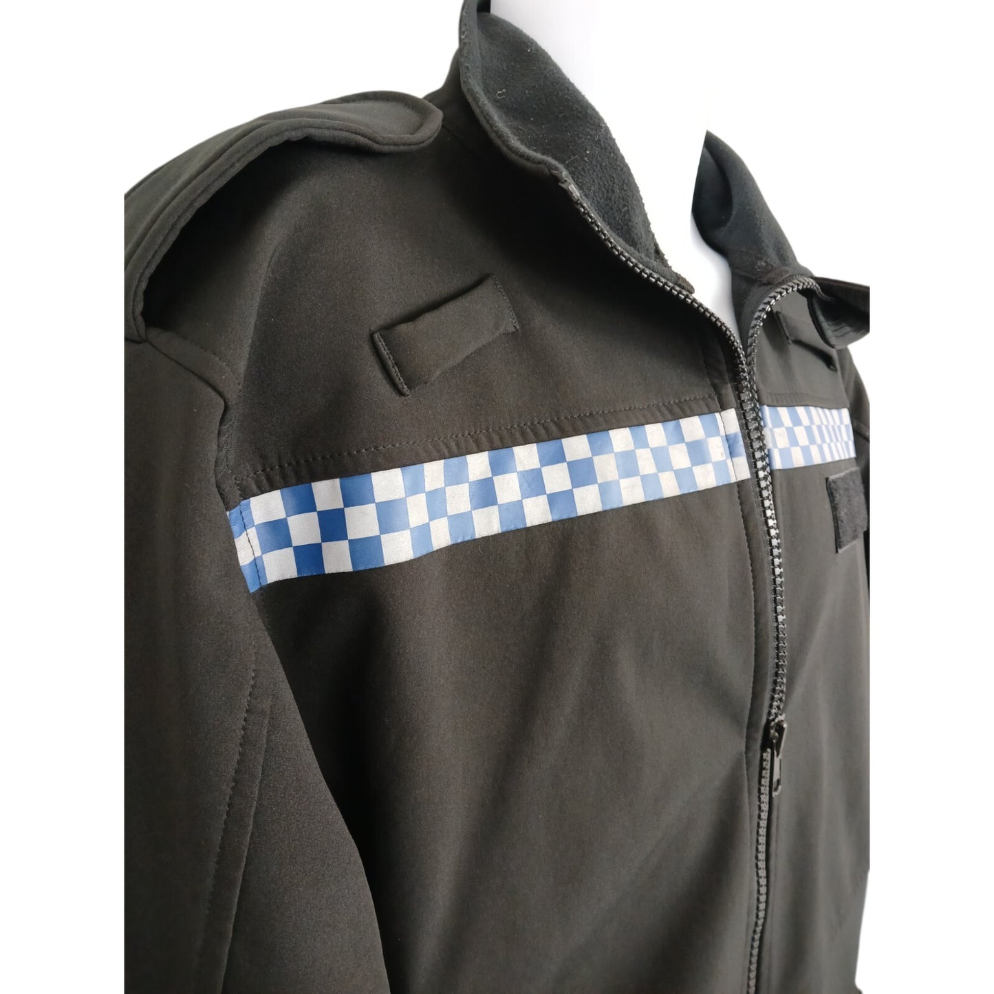 Soft Shell Police Jacket Black Chequered Softshell Patrol Lightweight Security