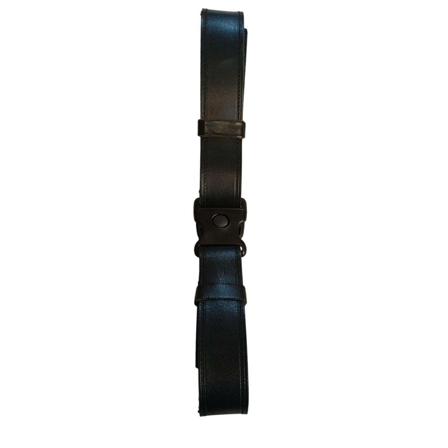 Black Leather Duty Belt Hook & Loop Side Release Buckle 50mm Heavy Utility Riot