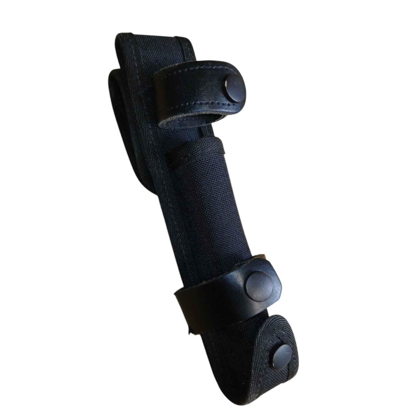 Baton Holder Belt Loop Double Leather Strap 360 Rotation Black Police Security