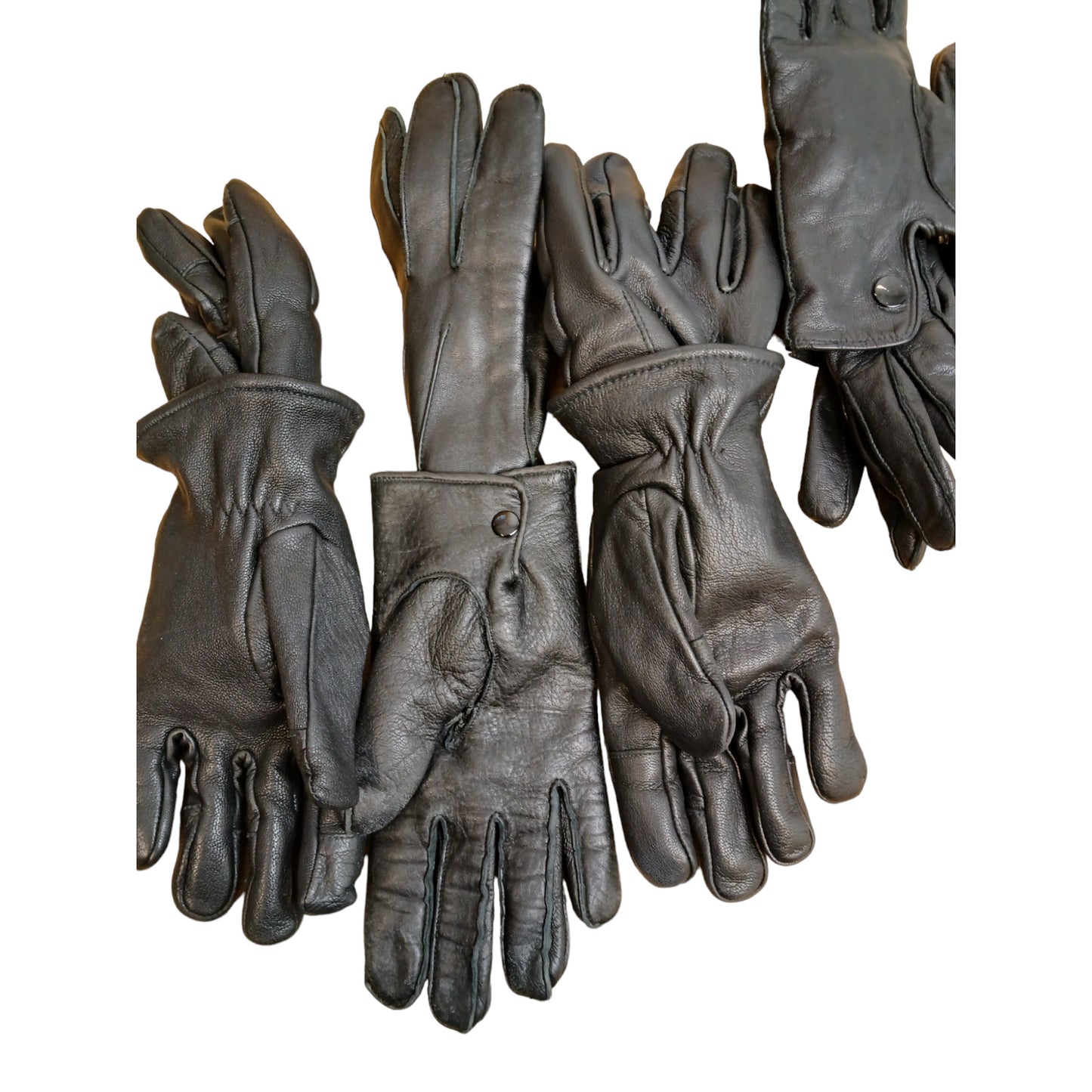 Leather Gloves Black x10 Pairs Ex Police Black Random Styles and Sizes Bundle