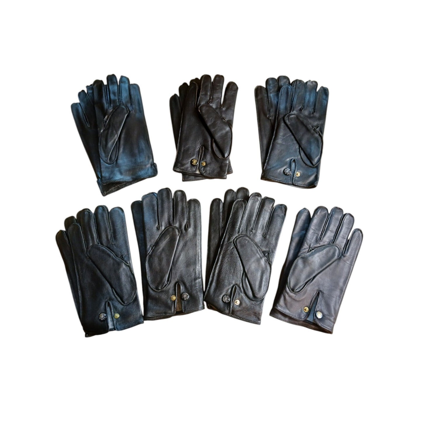 Leather Gloves Black x7 Pairs Ex Police Black Random Styles and Sizes Bundle