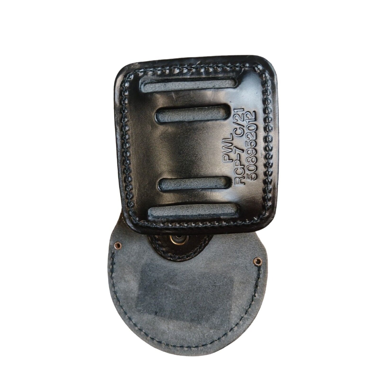 PWL Leather Handcuff Holder Rigid Black Ex Police Multi Positional Speedcuff RH