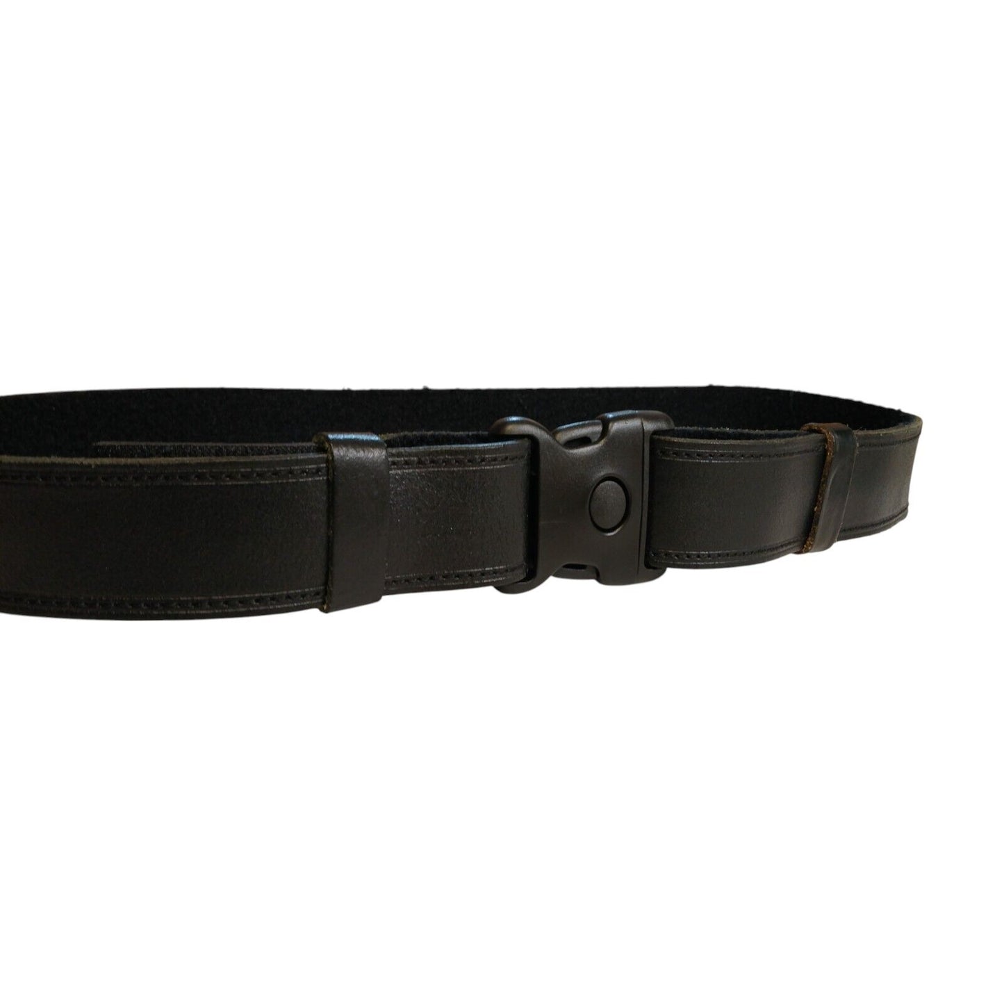 Black Leather Duty Belt Hook & Loop Side Release Buckle 50mm Heavy Utility Riot