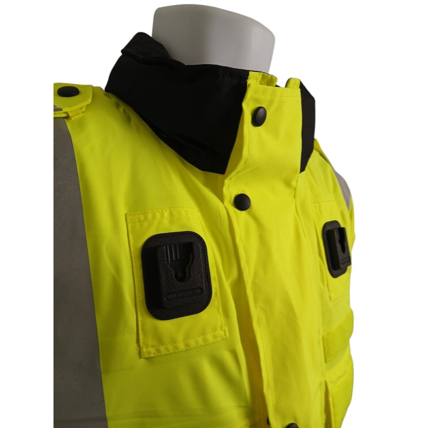 Hi Viz Jacket 3/4 Length Yaffy Waterproof Hi Vis Security Police Klickfast
