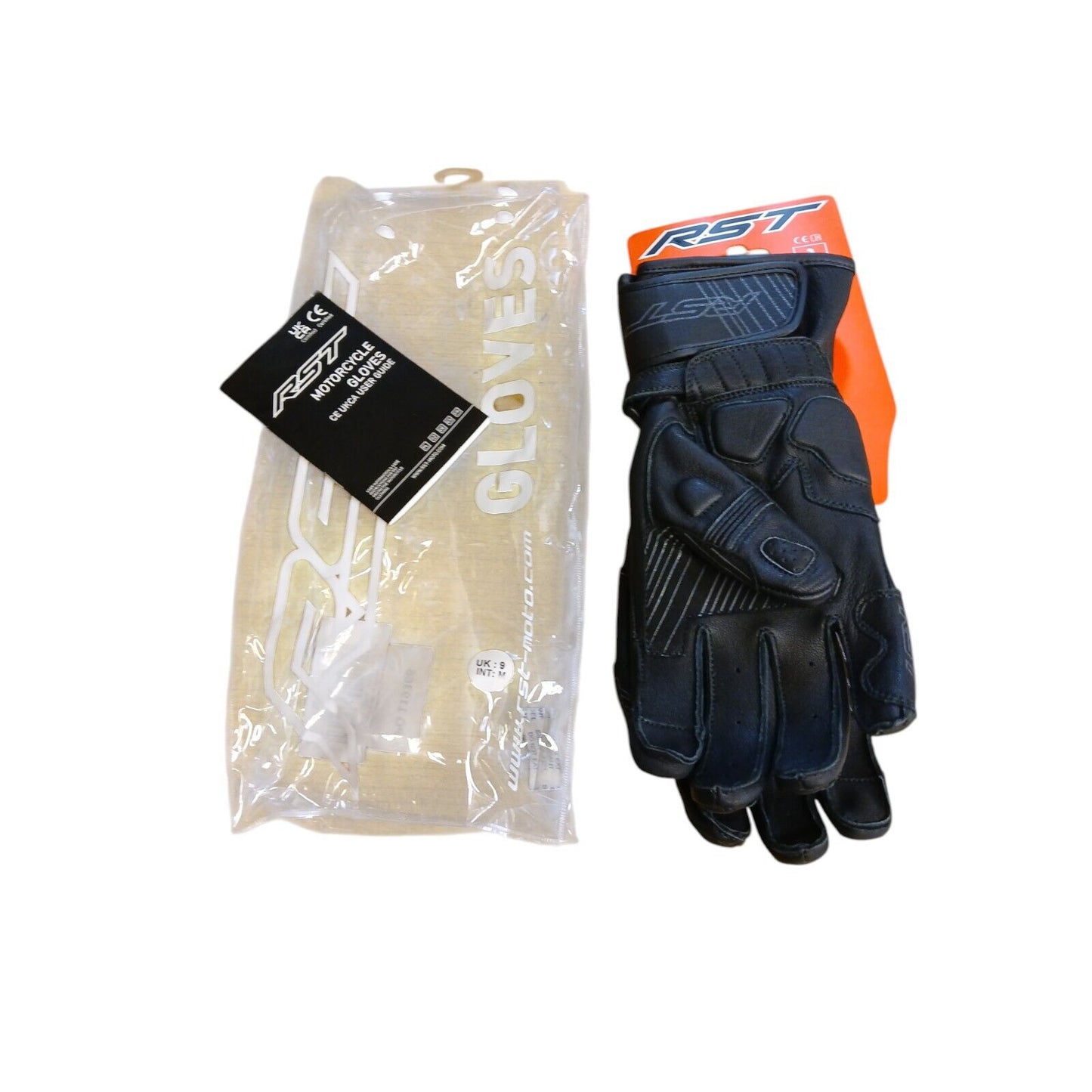 RST Fulcrum Leather Gloves Mens Motorcycle Motorbike Bike Medium Size 9 Black