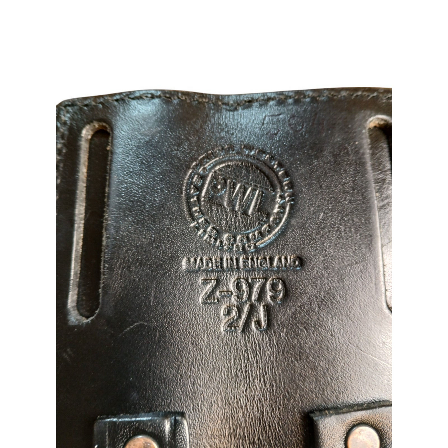 PWL Leather Pouch Belt Loop Holder Utility Black Ex Police Security Webbing
