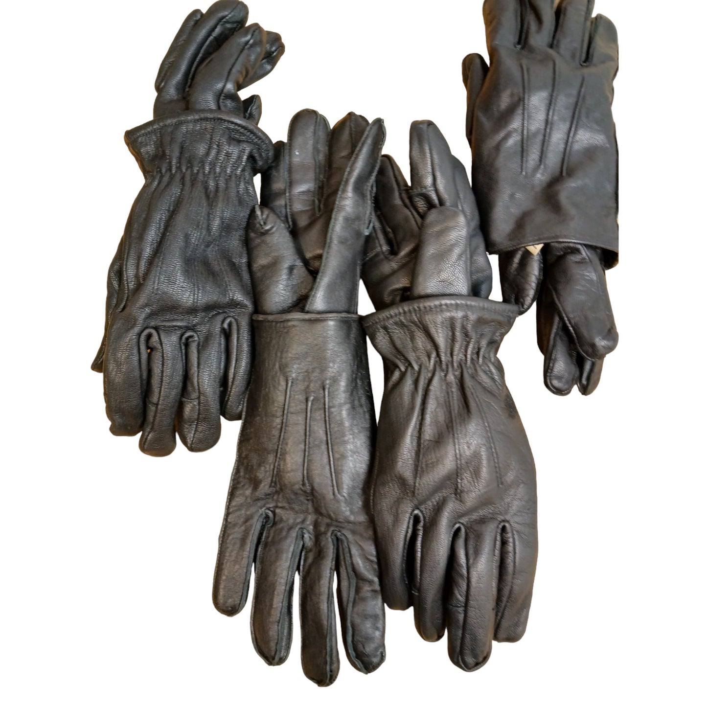 Leather Gloves Black x10 Pairs Ex Police Black Random Styles and Sizes Bundle