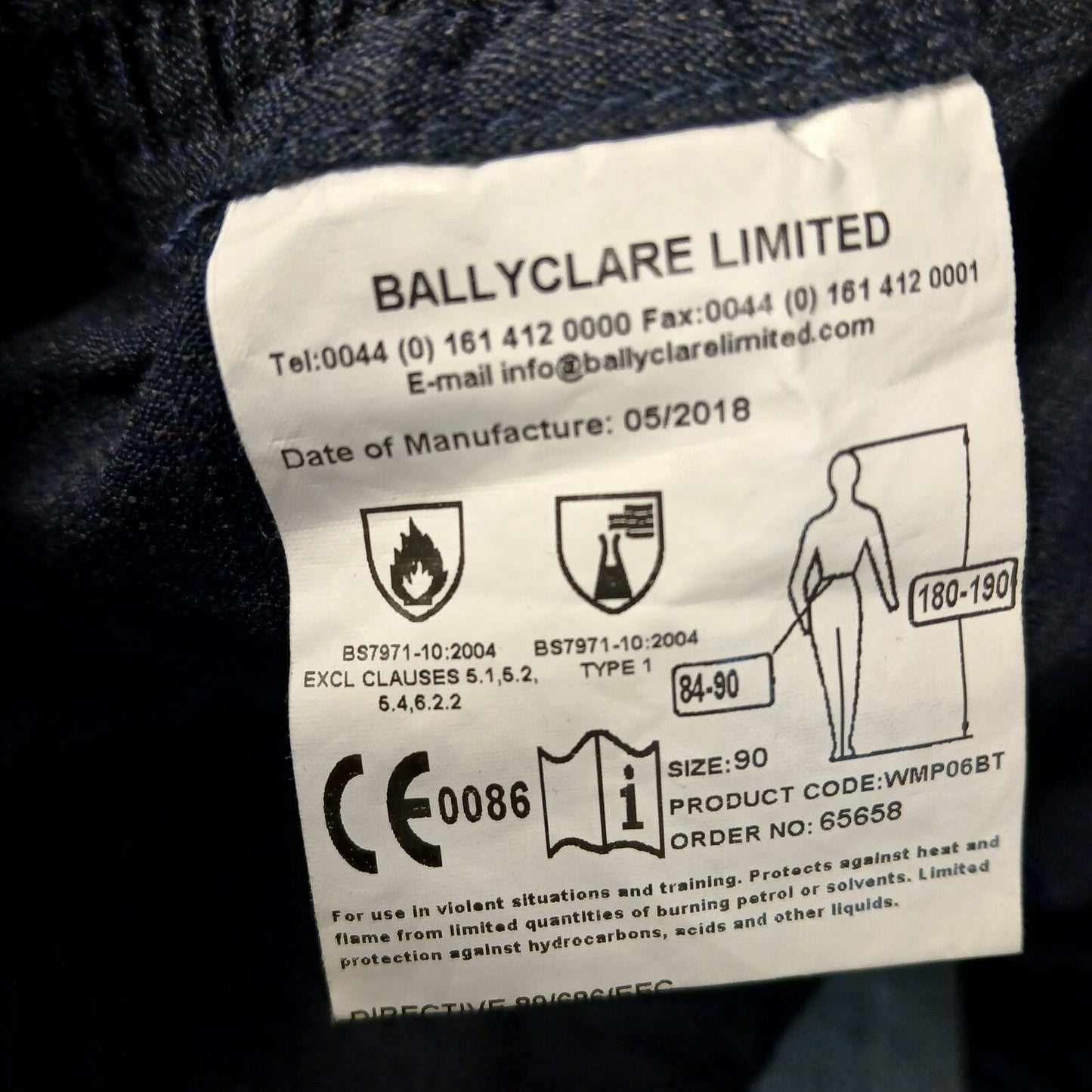Flame Retardant Trousers Cosalt Ballyclare Navy Blue Safety Fire Resistant