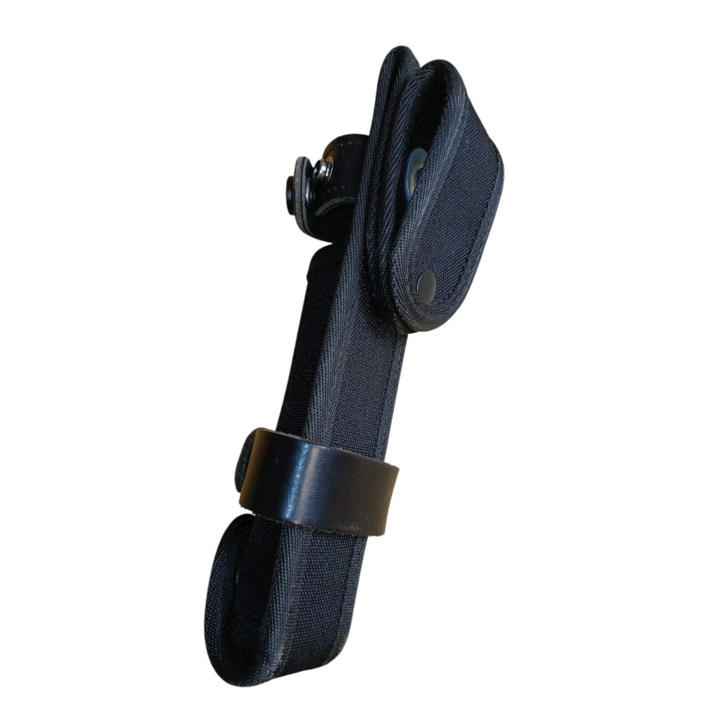 Baton Holder Belt Loop Double Leather Strap 360 Rotation Black Police Security