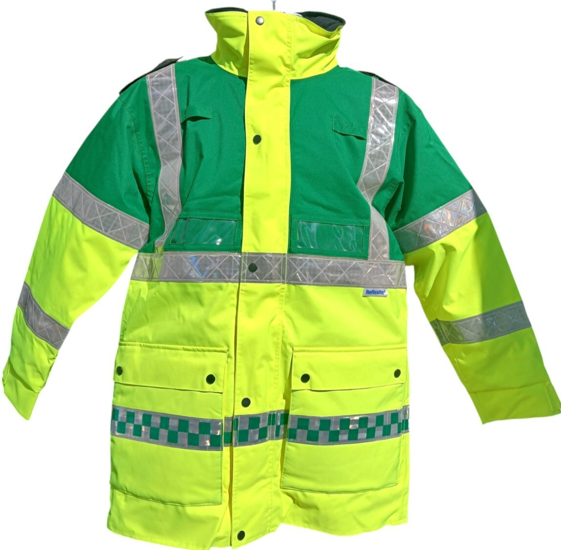 St Johns Ambulance 3/4 Length Jacket Hi Vis Viz Lined Size Medium Green Yellow