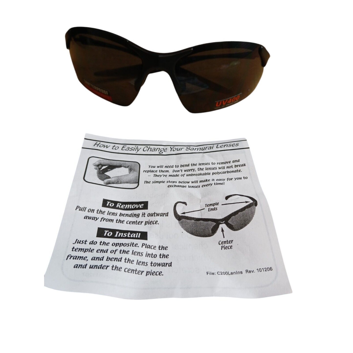 Samurai Tactical Safety Glasses Shatterproof Spare Lens Airsoft Paintball UV400