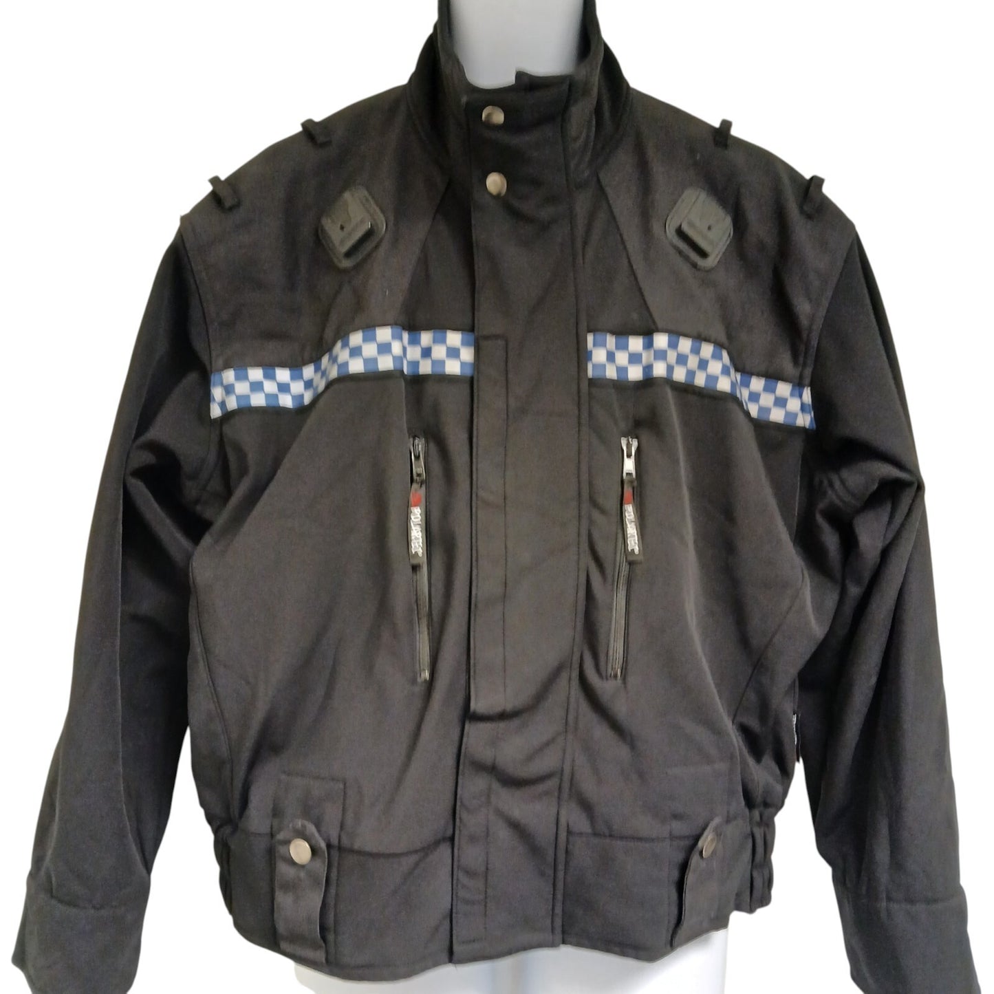 Polartec Windproof Soft Shell Thin Fleece Lined Klickfast Police Black Checked