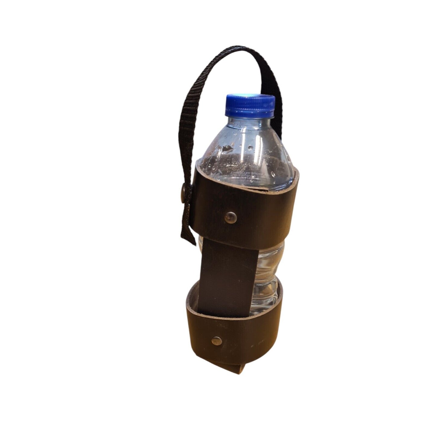 Black Leather/Nylon Water Bottle Drinks Holder Belt Loop Police Hiking Camping