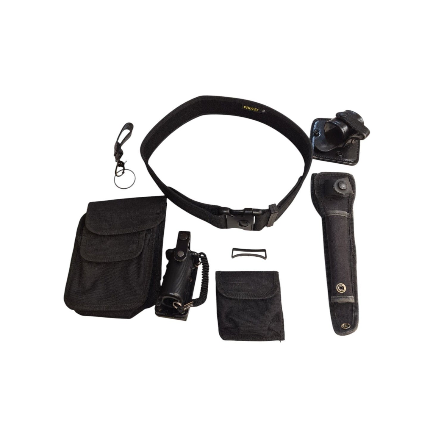 Protec Duty Belt 6 Pouches Attachments Black Security Webbing Utility Small