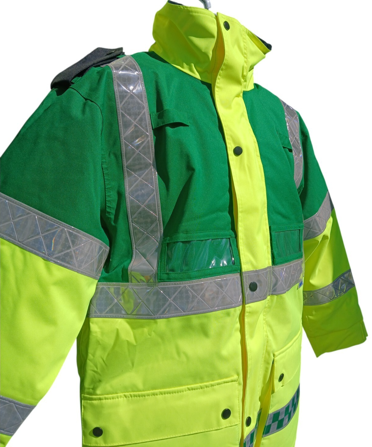 St Johns Ambulance 3/4 Length Jacket Hi Vis Viz Lined Size Medium Green Yellow