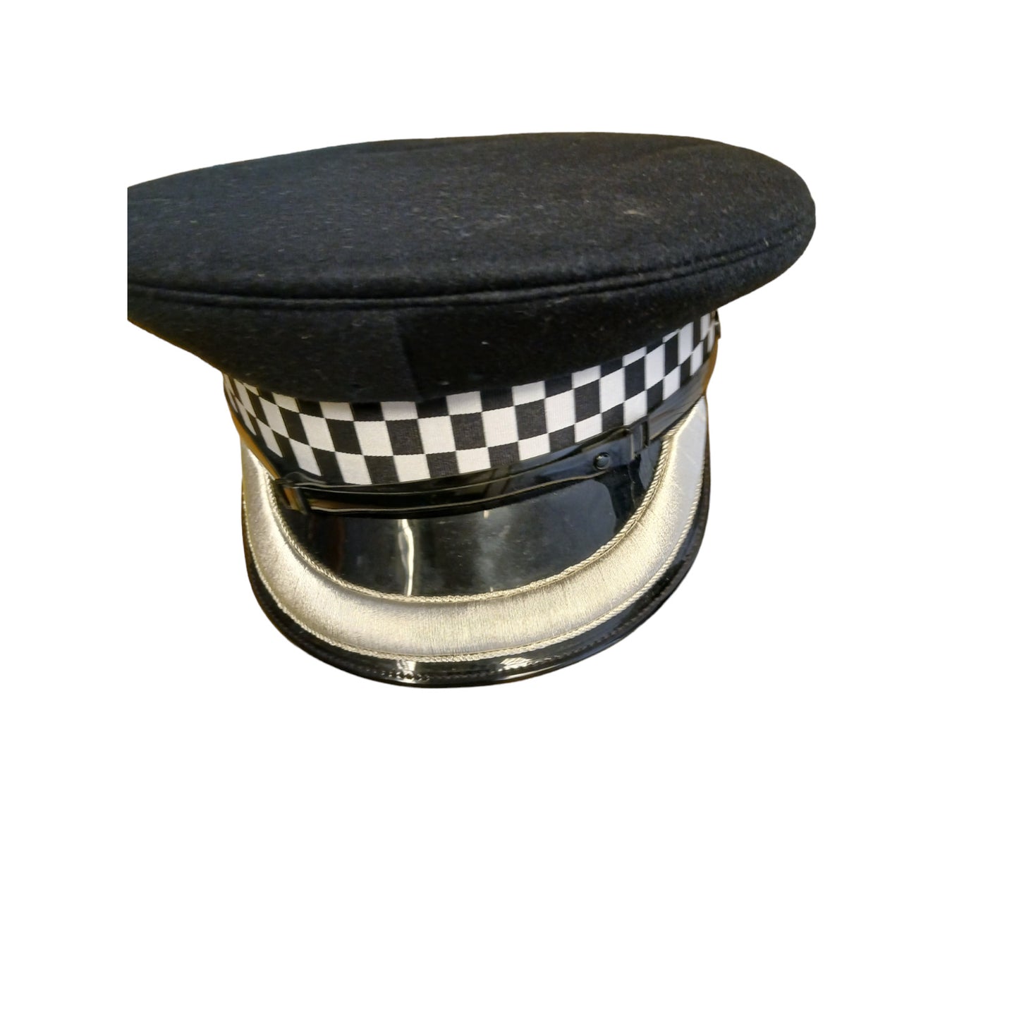 Ex Police Flat Peaked Cap Chief Superintendent Silver Banded Film TV Collector