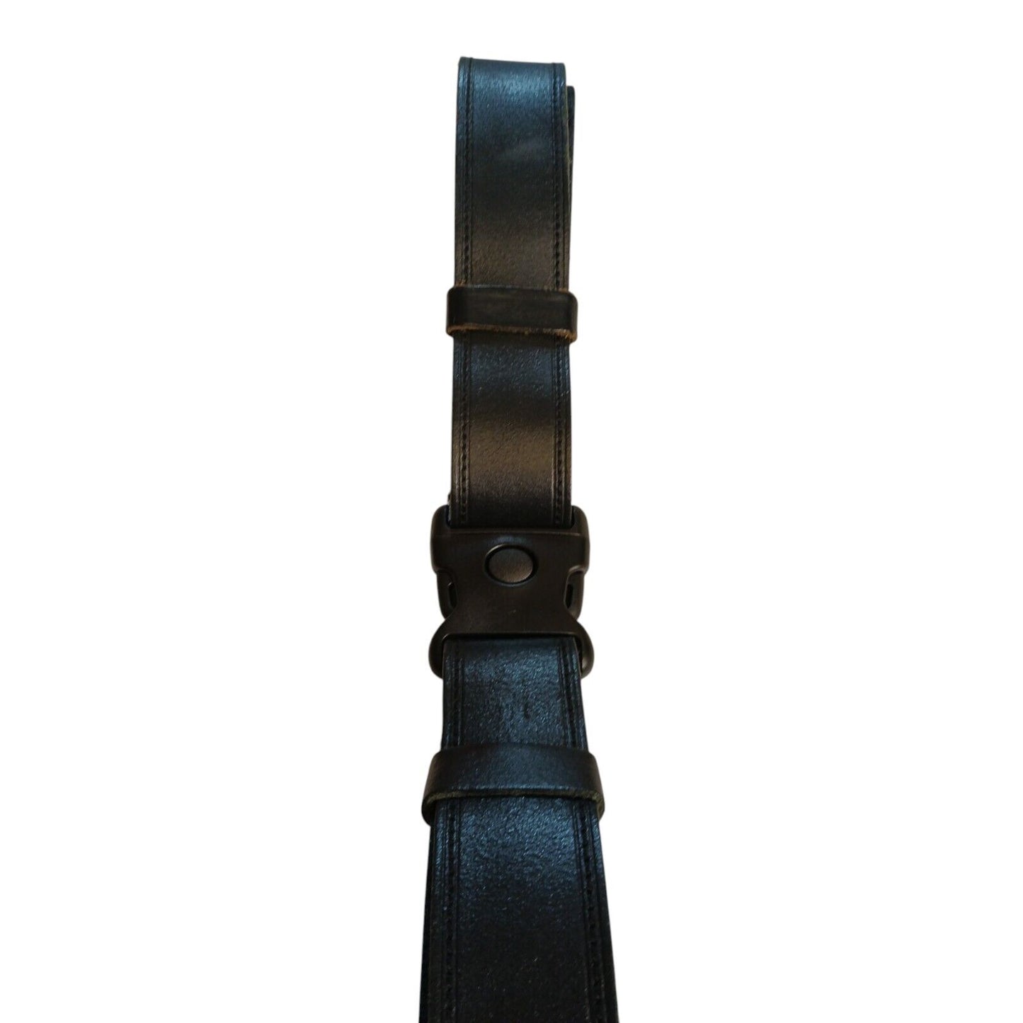 Black Leather Duty Belt Hook & Loop Side Release Buckle 50mm Heavy Utility Riot