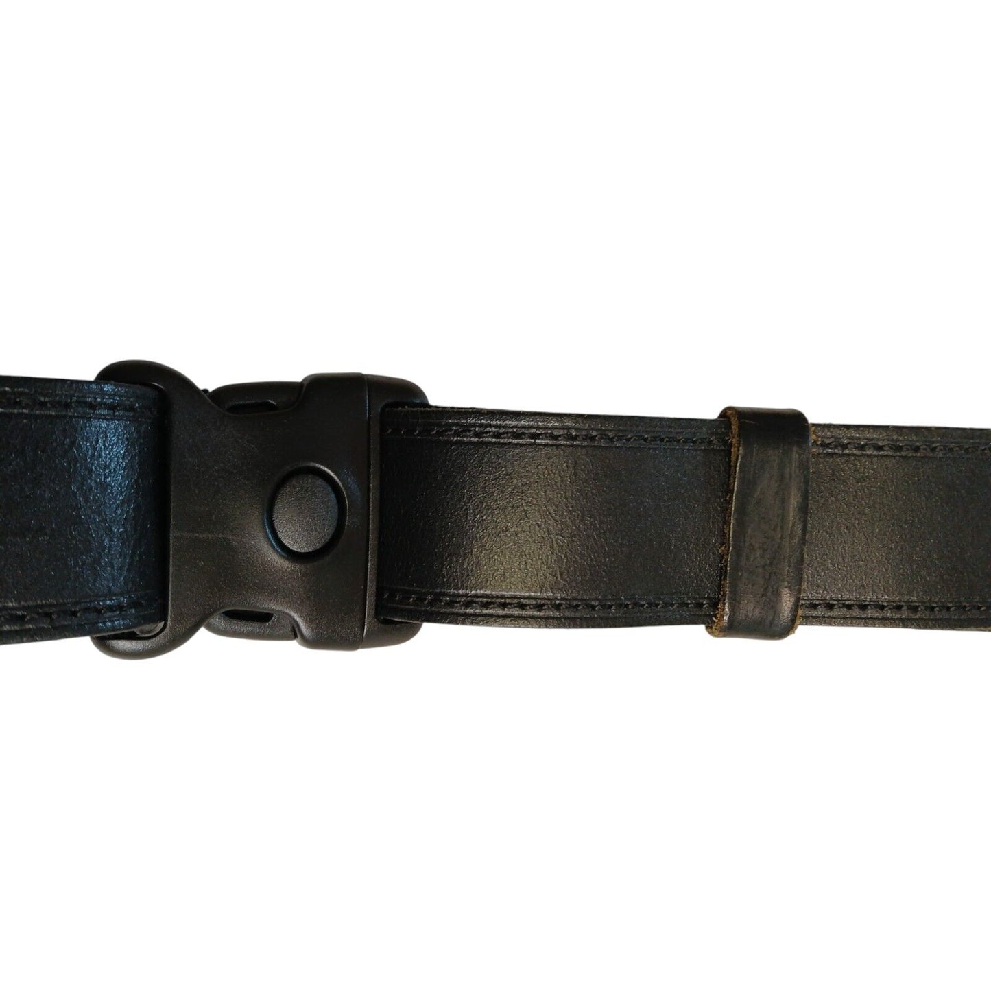 Black Leather Duty Belt Hook & Loop Side Release Buckle 50mm Heavy Utility Riot