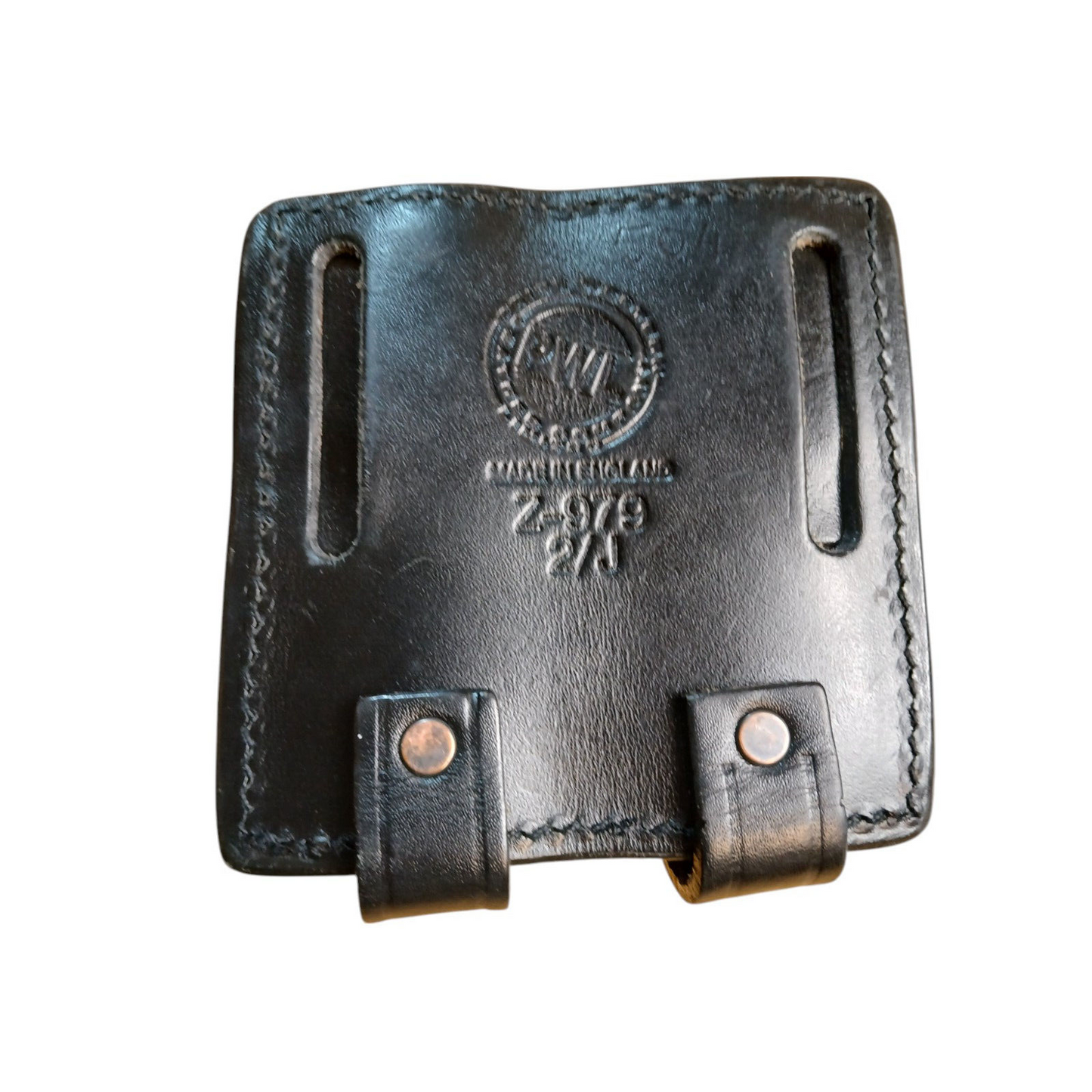 PWL Leather Pouch Belt Loop Holder Utility Black Ex Police Security Webbing