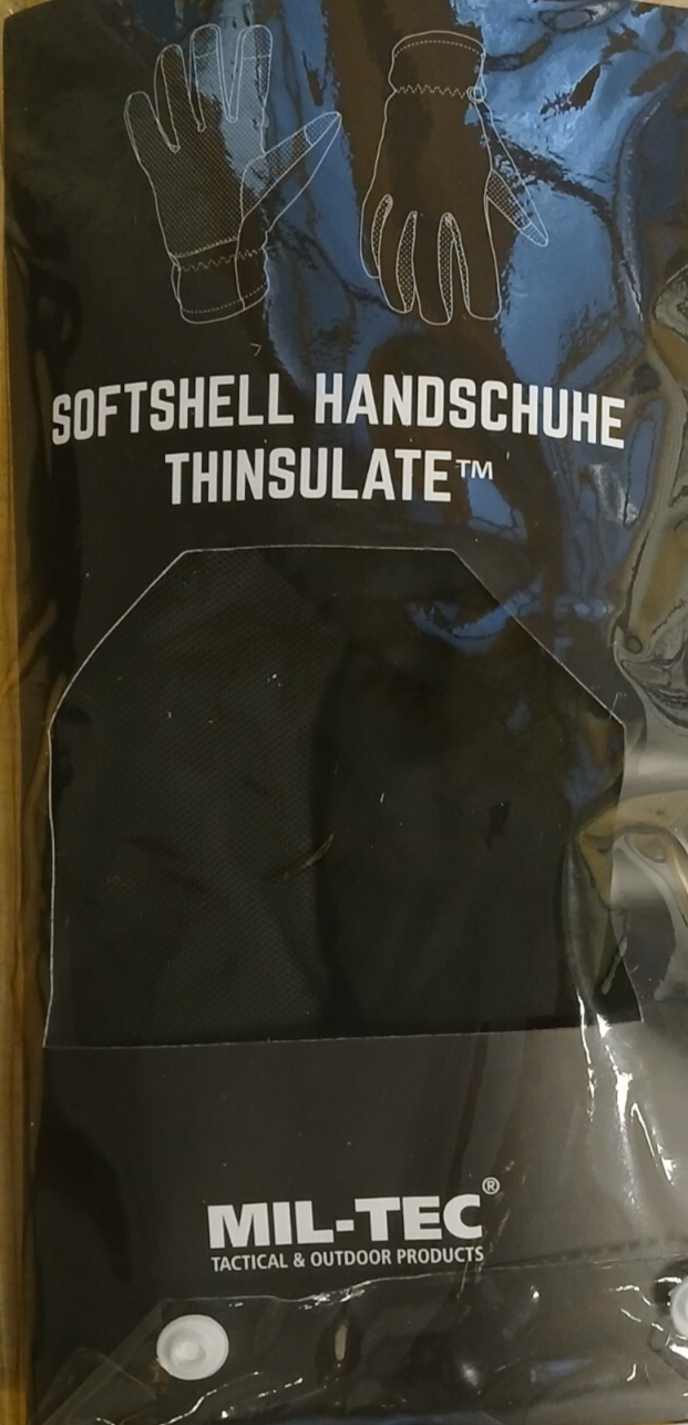 Mil-Tec Softshell Gloves Thinsulate Black Touch Screen Tactical Police Security