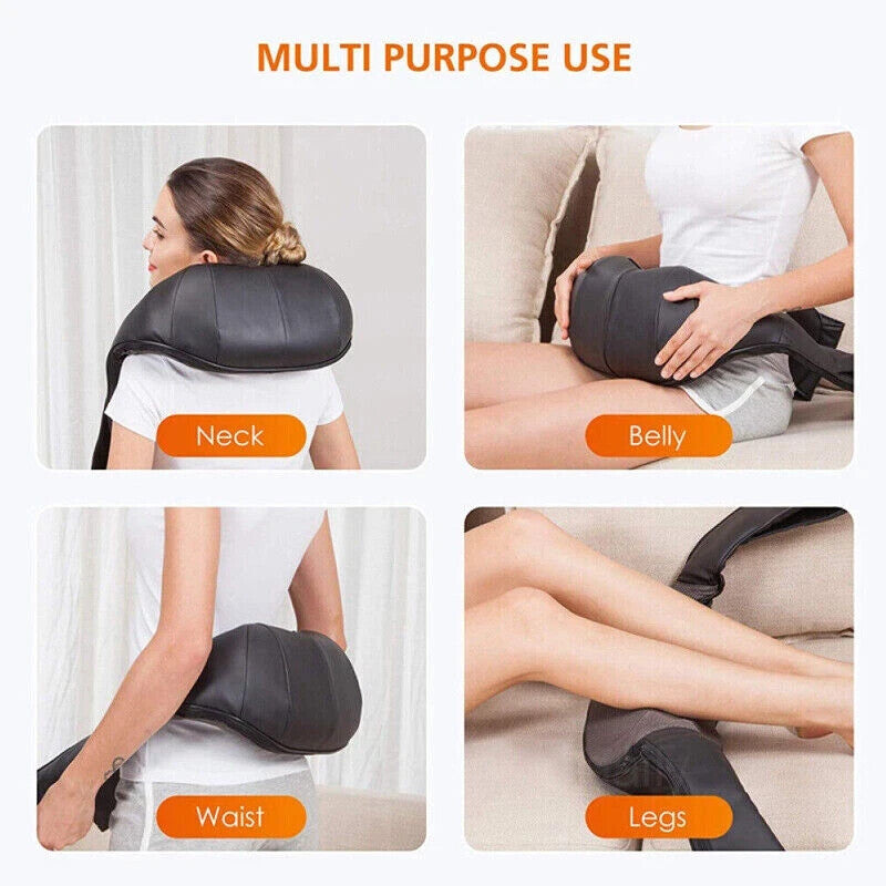 Electric Shiatsu Back Massager Neck Shoulder Heat Kneading Body Car Home Heated