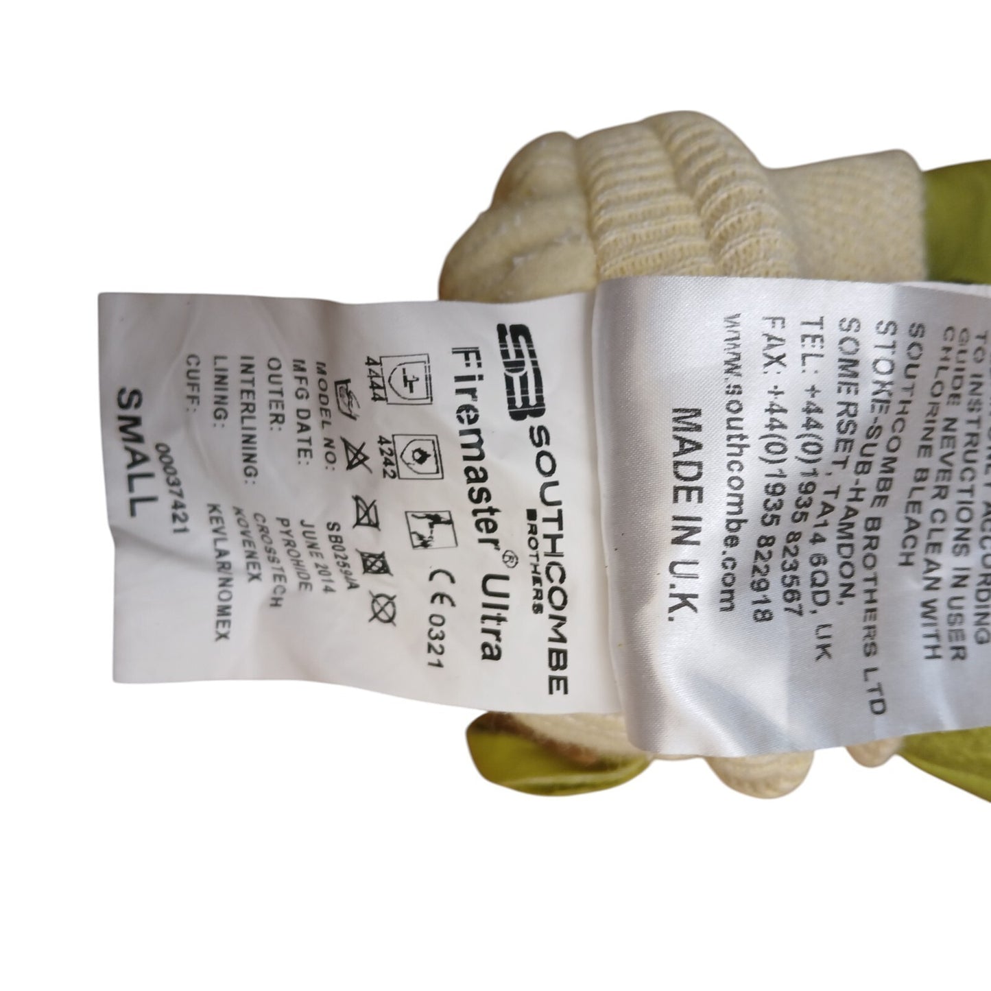 Firemaster Ultra Classic Gloves Pyrohide Leather Ballyclare Small Yellow Grade B