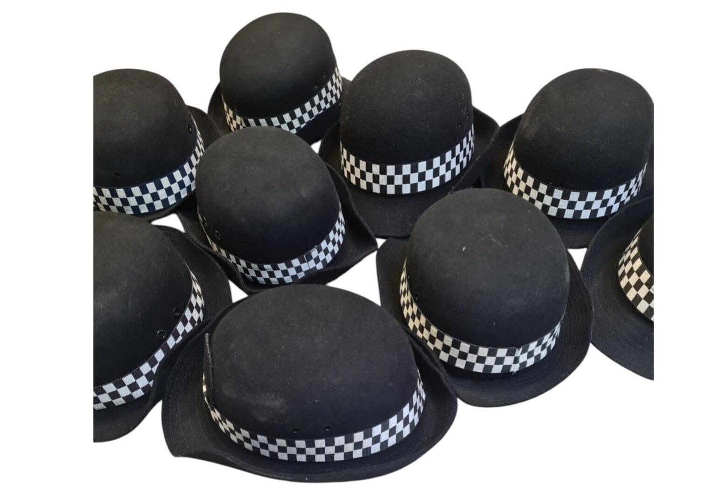 WPC Bowler Hat Bundle Restoration Black & White Checked Band Mixed Sizes Police