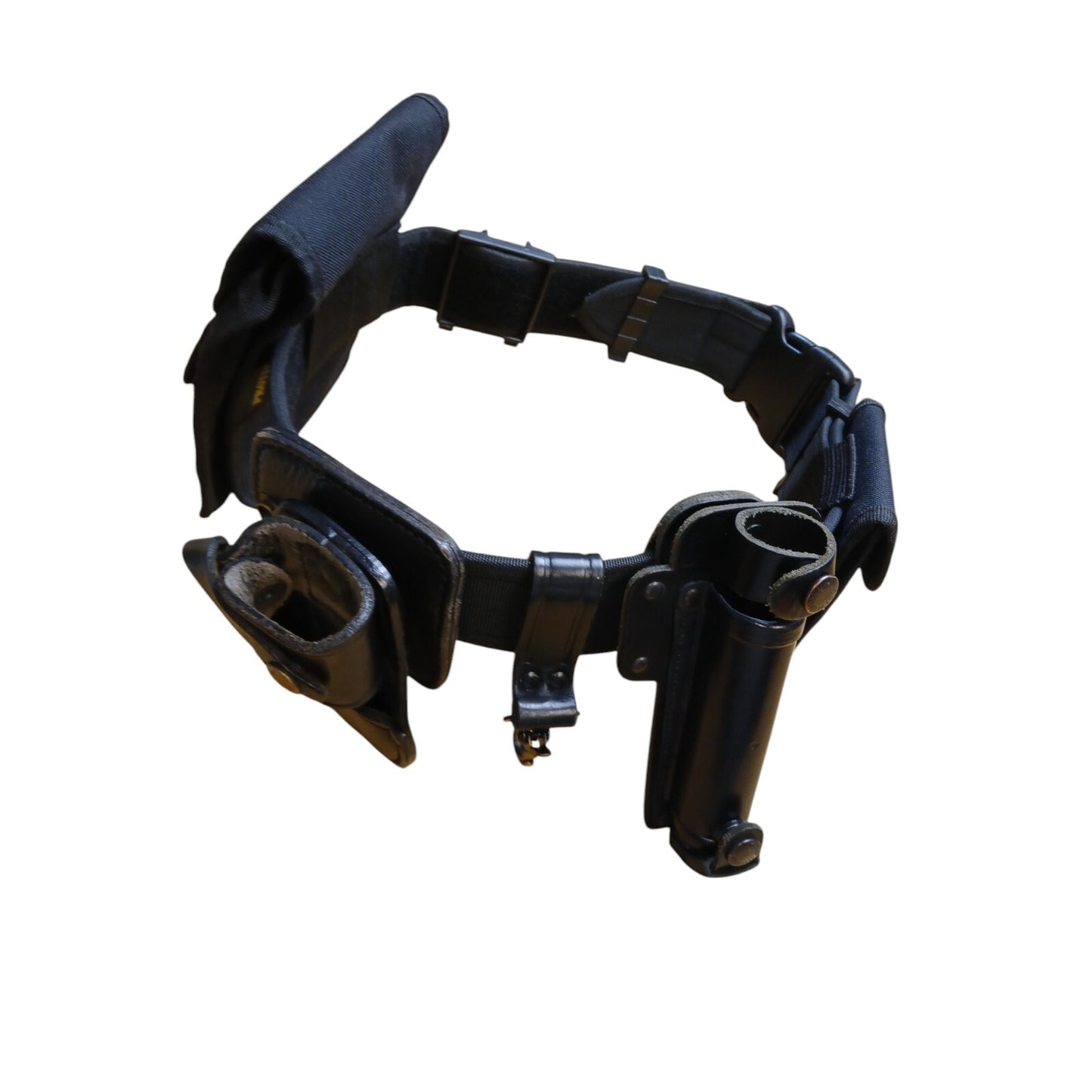 Protec Police Duty Belt With 6 Pouches Attachments Black Security Webbing (I)