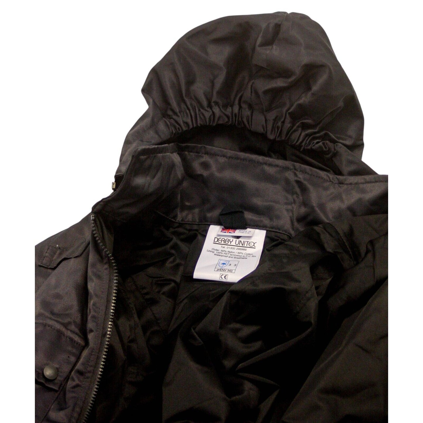Derby Unitex Jacket Dog Handler Waterproof Coat Pet Laminated Black Ex Police