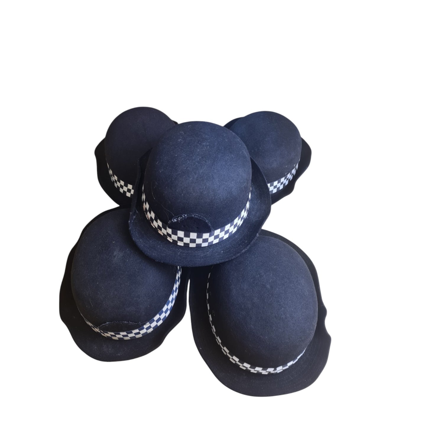 Police WPC Bowler Hats x 5 Bundle Film TV Fancy Dress Mix Sizes Checked Band B