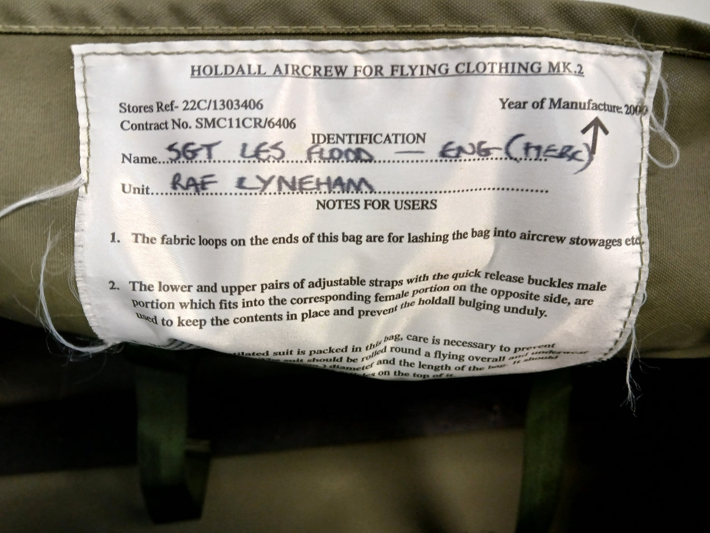 RAF Royal Air Force Issue Aircrew Holdall MK 3 Deployment Kit Bag Green Pilot