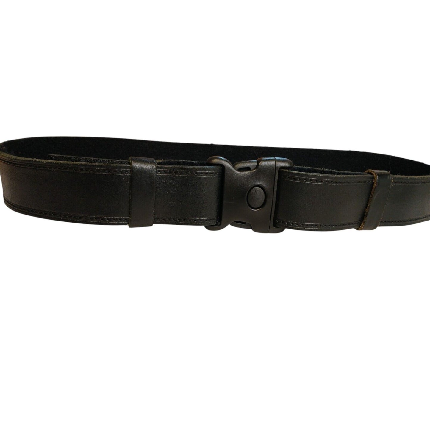 Black Leather Duty Belt Hook & Loop Side Release Buckle 50mm Heavy Utility Riot