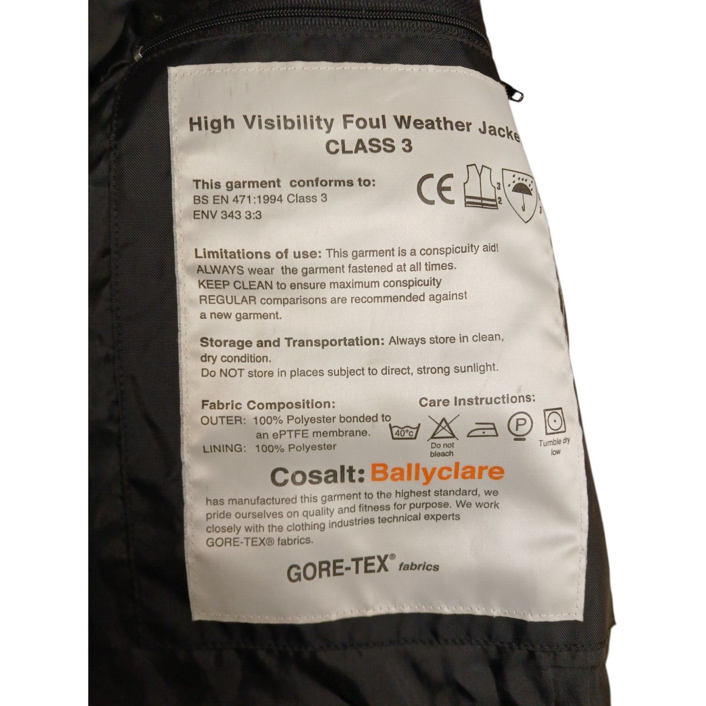Ballyclare Goretex Jacket 3/4 Length Hi Viz Hi Vis Yellow Railway Waterproof
