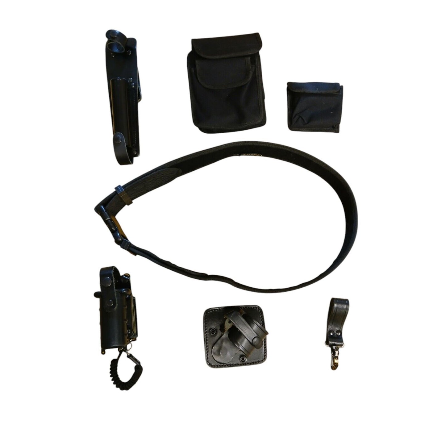 Protec Police Duty Belt With 6 Pouches Attachments Black Security Webbing (I)