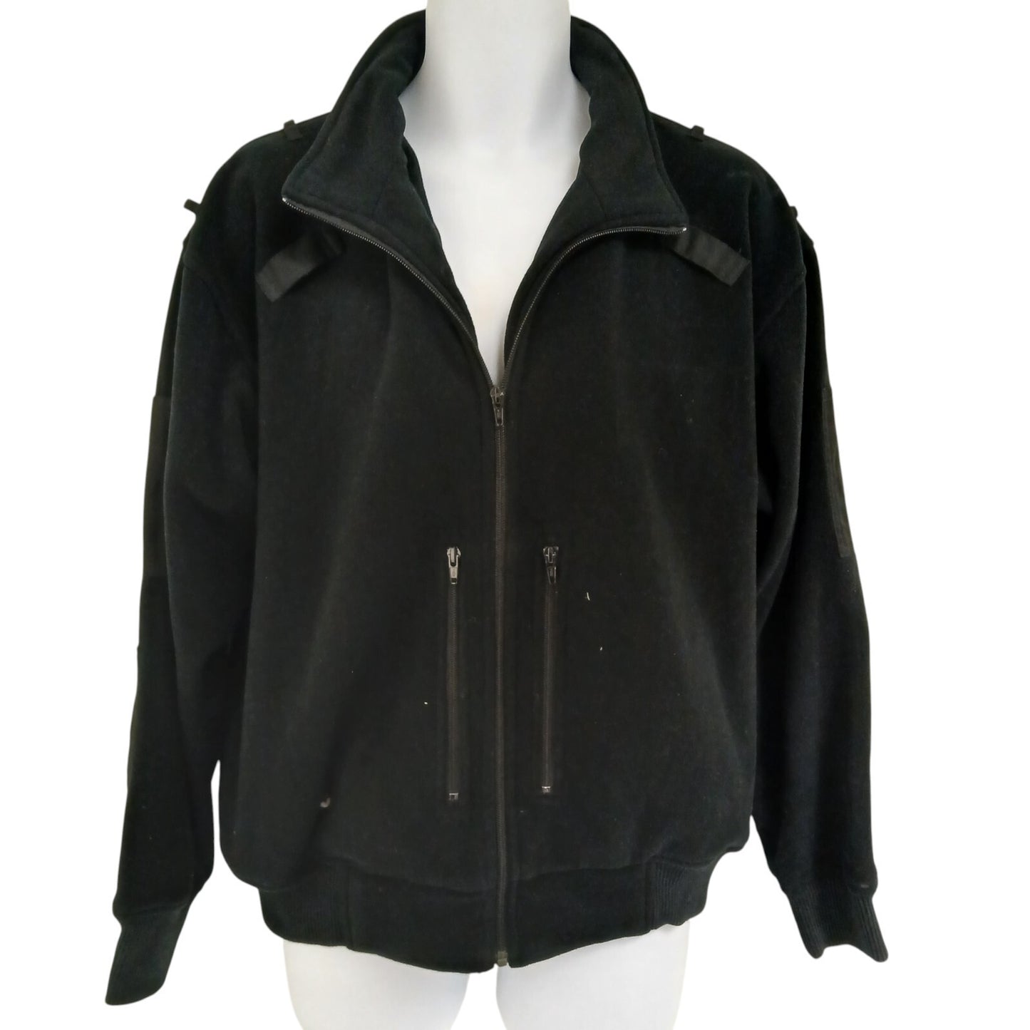 Ex Police Black Fleece Security Radio Loop Hiking Bomber Jacket Combat Tactical
