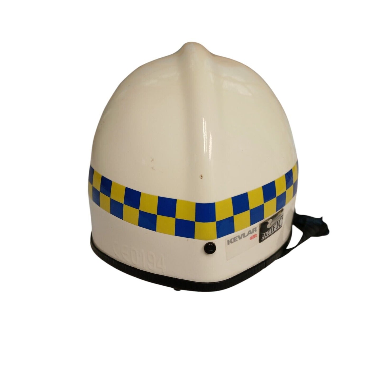 Pacific Ambulance Police Helmet White W/Kevlar Visor Blue Yellow Check 54-62cm