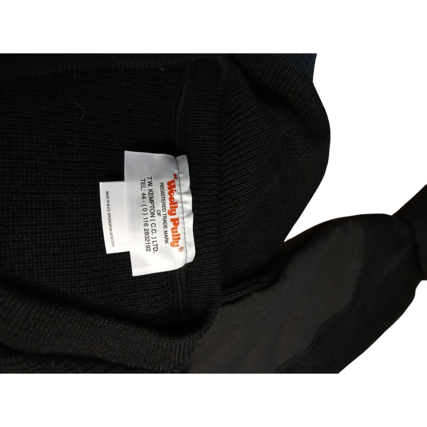Woolly Pully Jumper Ribbed Black V Neck 100% Wool Ex Police Security Hiking Warm
