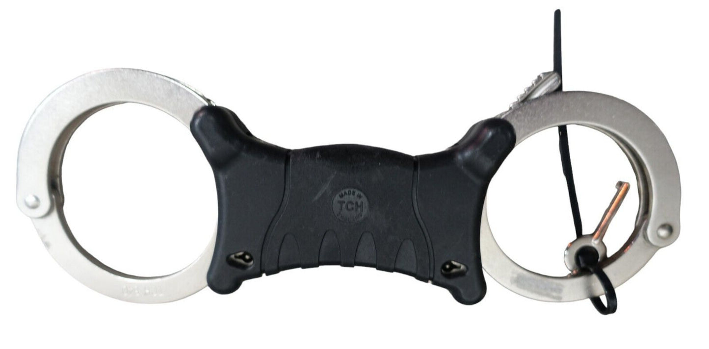 TCH840 Handcuffs Speedcuffs Cuffs Genuine Ex Police Rigid Handcuffs With 1 Key