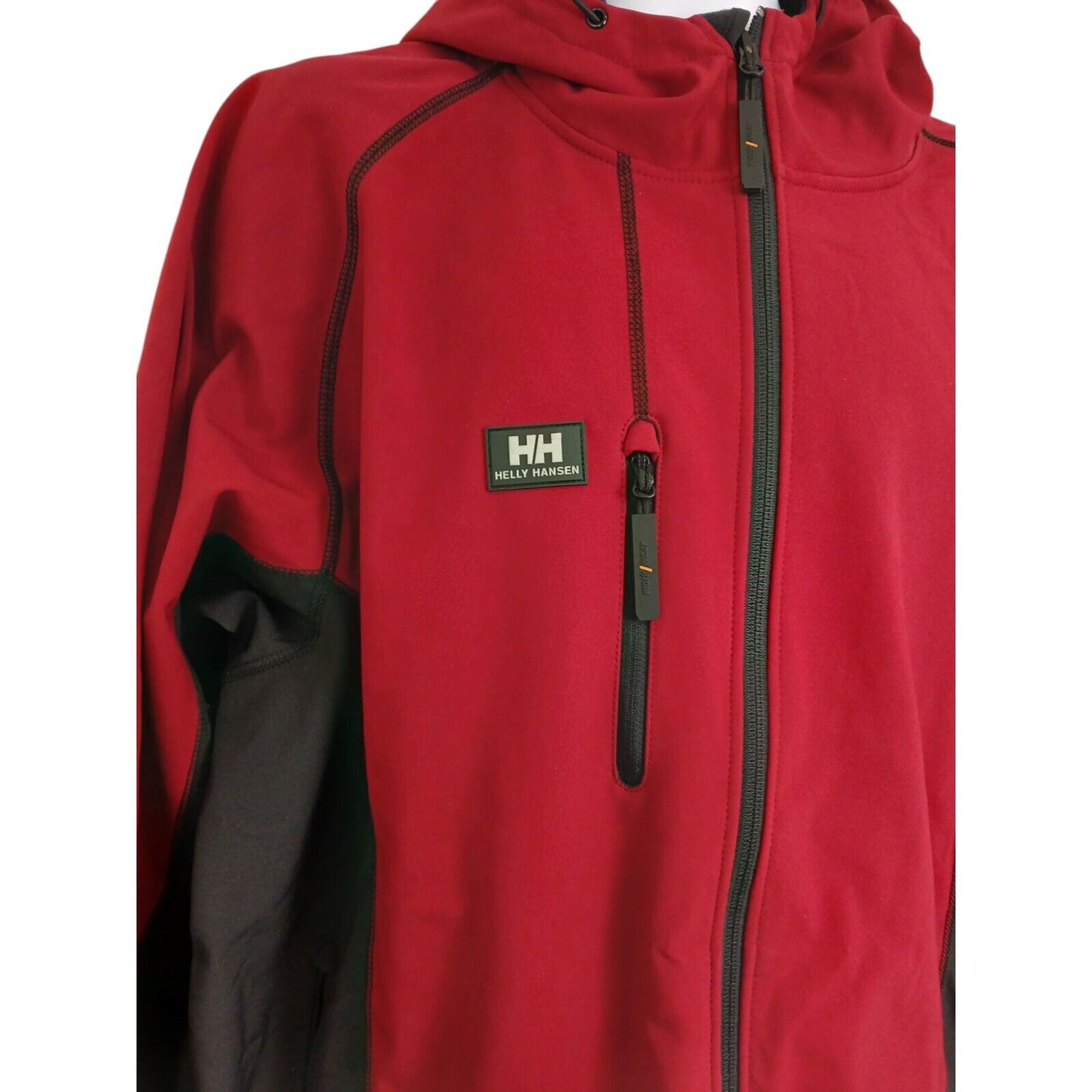 Helly Hansen Workwear Jacket Deep Red Burgundy Work Coat Hooded Soft Shell