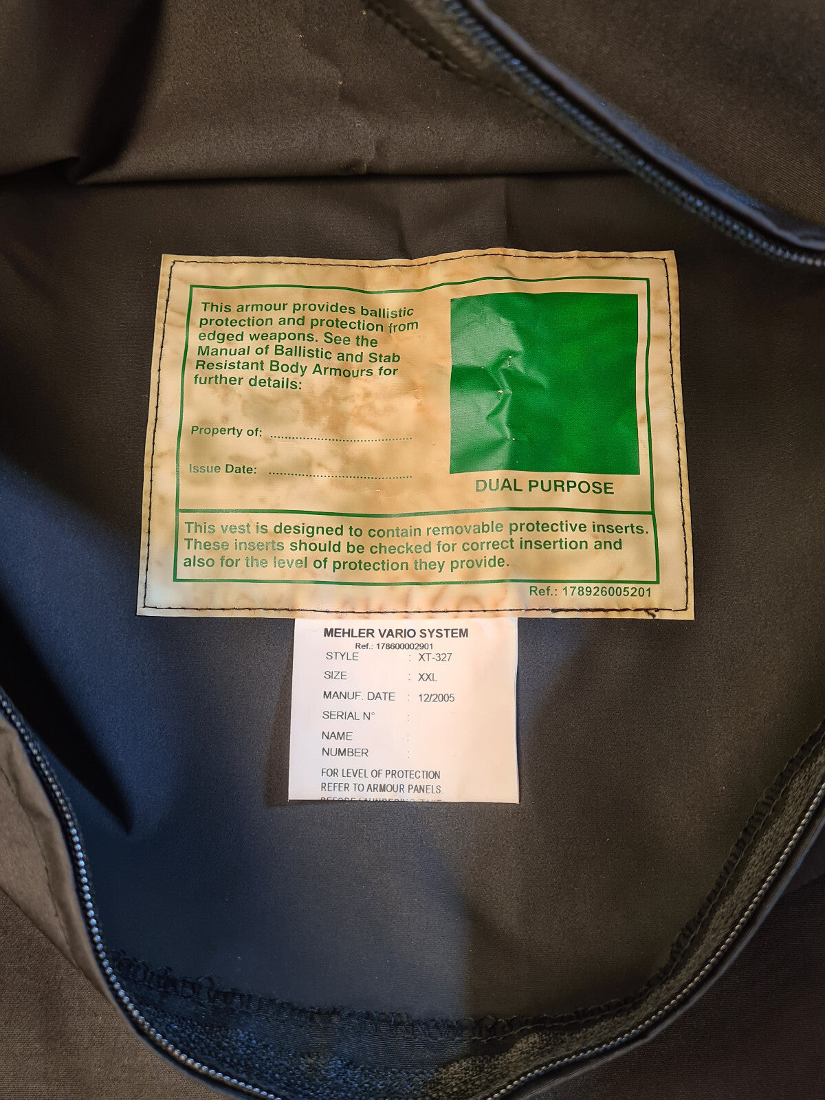 Mehler Vario System Body Armour Cover Covert Coat Insert Close Protection Black