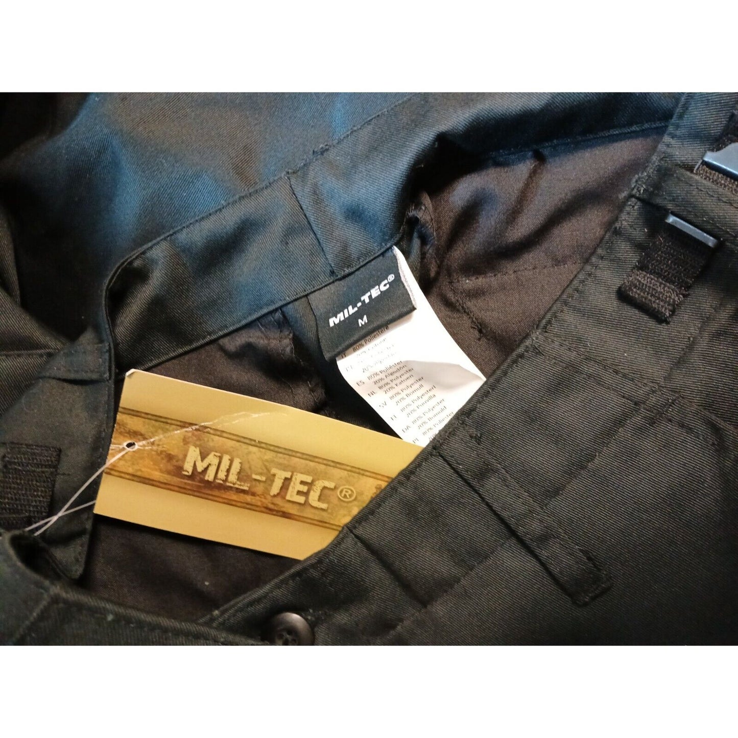 Mil-Tec Tactical Combat Trousers Cargo Black 30% Braumwolle Police Military Work