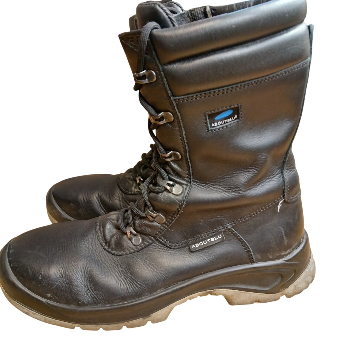 Aboutblu Work Boots Steel Toe Cap Black Leather Safety Work Size 9 Combat